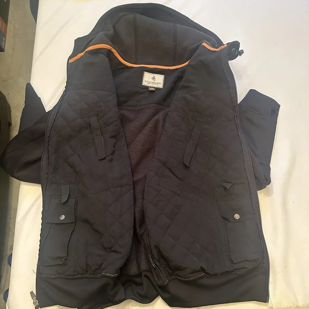 Legendary Whitetails Mens Hoodie L Outdoor Utility Fleece Full Zip Black - Picture 2 of 9